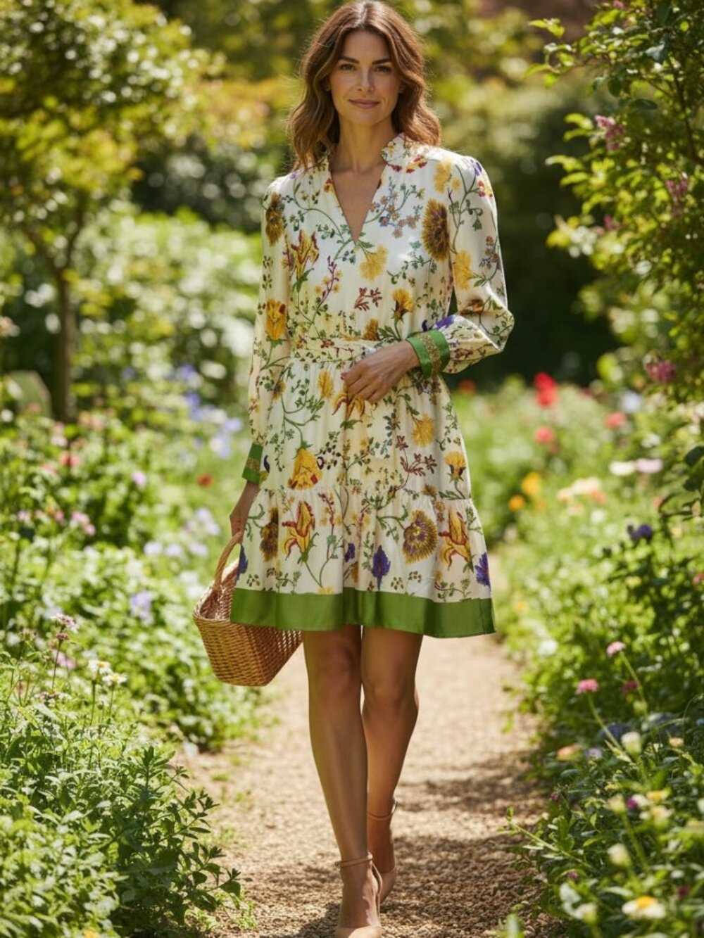 🌸 NWT Anne Klein Floral Dress – Cream Garden Party Fit & Flare | Size L | MSRP